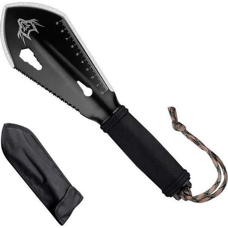 Pelle - Pelle de jardin - Pelle à main - Pelle de jardin - 28 x 8 cm - noire - Acier allié au Manganèse - multifonctionnelle - avec bord dentelé - pour Jardinage, extérieur (1/5)