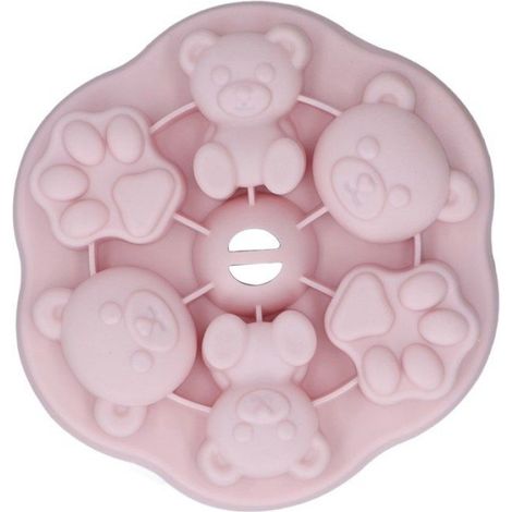 Moule À Gelée - Forme Patte Dours Et Chat - Silicone Alimentaire - Rose - Avec Couvercle - 1 Pièce (1/5)