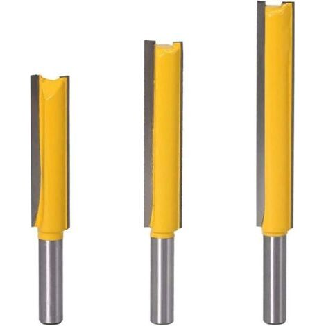 Pair Jeu de couteaux pour broyeur et niveleur, jeu de pinces droites à jarret de 8 mm, coupe-bois en carbure, 3 forets de toupie droits extra longs 8 x 1/2 x 50, 8 (1/3)