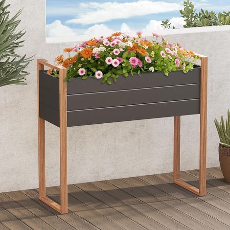 Metall Hochbeet Garten Pflanzkasten Entwässerung Outdoor Balkon 100x38x91cm (1/5)