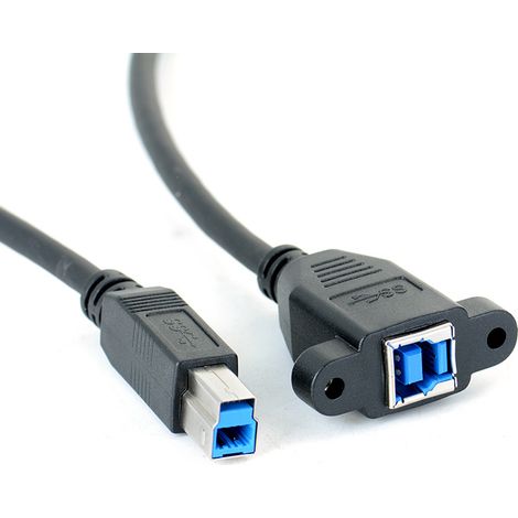 Gerades USB 3.0-Verlängerungskabel (Stecker auf Buchse) mit Flügelmuttern für Industriekameras und Drucker. (1/5)
