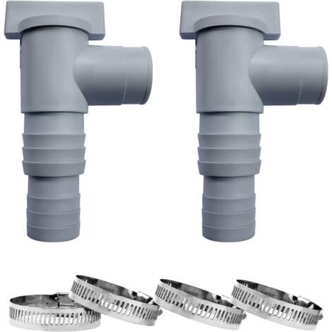 royaluxe -Entretien de la piscine/vanne d'arrêt avec connecteur de tuyau de 32 mm, vanne d'arrêt avec 2 pinces, raccords de piscine à piston à double vanne de dérivation (lot de 2) (1/5)