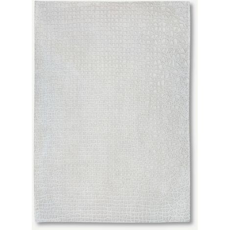 DISEÑO TRAMMEL - ALFOMBRA ESTRUCTURADA - Hecha en Bélgica - Acabado a Mano - Antideslizante Natural - 100% Poliéster - Blanco Sauce - 170 x 240 CM