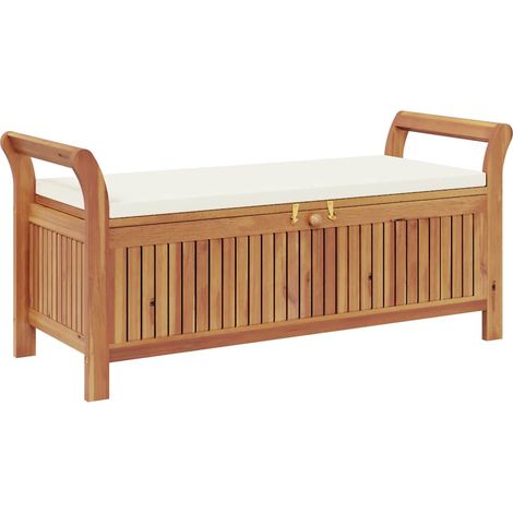 Banco almacenaje jardín con cojín madera maciza de acacia 126cm vidaXL