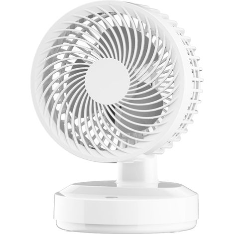 Ventilateur de bureau USB rechargeable, silencieux et portable pour chambre d'étudiant, maison ou bureau, blanc, prise secteur (1/5)