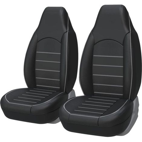Universal Front Car Seat Covers Faux Leather for 2 Seats Black Grey Car Tuning Interior (1/5)