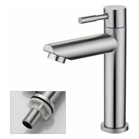 Robinet Salle Bain Eau Froide Uniquement Robinet Lavabo Surface Chromé en Cuivre Durable Robinetterie Lave Mains Cartouche Mousseur Démontable Pratique pour Nettoyer ou Remplacer,FOREHILL (1/5)