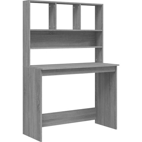 Scrivania Tavolo da ufficio Mensole Grigio Sonoma 102x45x148 cm Legno Multistrato (1/5)