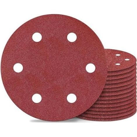 25 Disques Abrasifs 225 mm Grain 40 pour Ponceuses Long Col et Meuleuses Cloison Sèche 6 Trous Ronds (1/4)