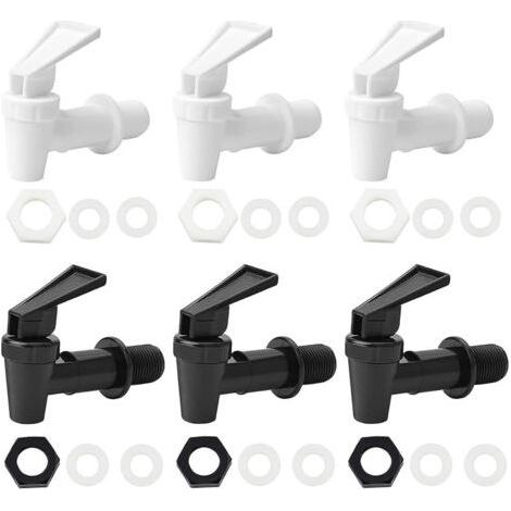 Lot de 6 distributeurs de boissons en plastique - Robinet de rechange - Convient pour les boissons froides et chaudes - Pour tonneau de bière, verre, café, jus, fontaine à boire - Noir et bla (1/5)