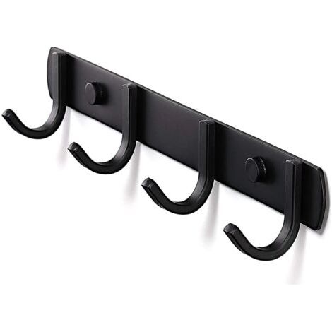 Wandgarderobe, Designer-Garderobenhaken aus Edelstahl, robuste Haken für Badezimmer, Schlafzimmer oder Büro, Schwarz (4 Haken)