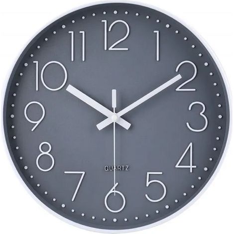 Horloge Murale Silencieuse Moderne, Horloge Murale Pour Chambre Cuisine Salon - Gris - 30cm (1/4)