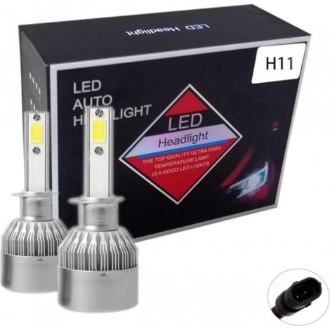 Комплект от 2 броя LED ЛЕД диодни крушки за фар халоген H11 / H8 / H9 12V 36W