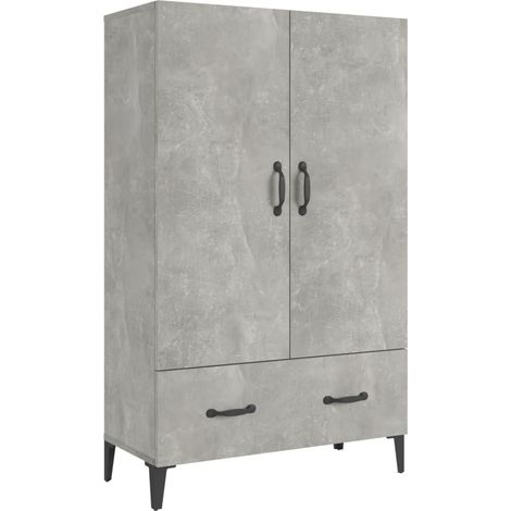 Maison La Vie - Buffet haut pour salon - Meuble de rangement Gris béton 70x31x115 cm Bois d'ingénierie bu1430 (1/5)