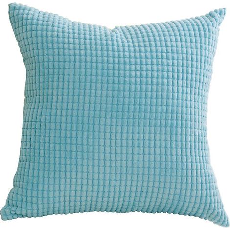 Ensemble de 2 coussins et housses de coussins à granules turquoise, en velours côtelé doux décoratif (1/4)