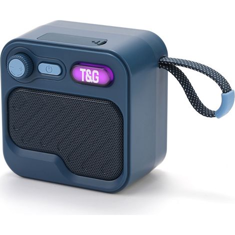 Mini-Bluetooth-Lautsprecher, tragbar, kabellos für drinnen und draußen, mit Handschlaufe, Modell TG701 V5.3 TWS, Blau