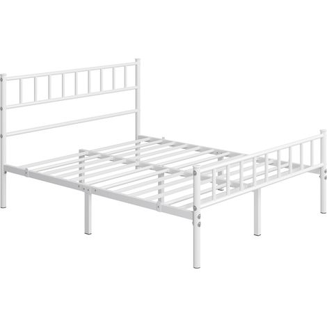 Yaheetech Struttura Letto in Ferro Battuto a Doghe in Metallo Bianco 160 x 200 cm (1/5)