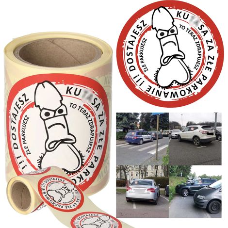 Adesivi per divieto di sosta "multa FUCK" 7 cm x 100 pezzi (1/5)