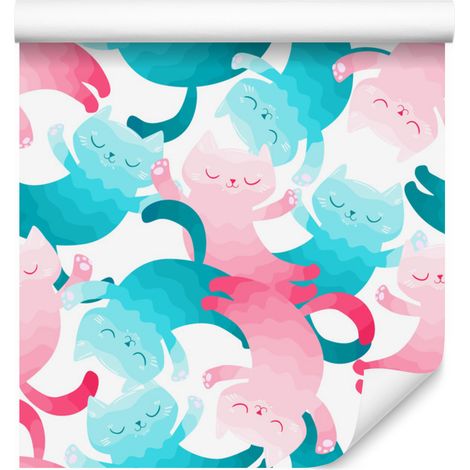 Papier peint chatons colorés pour salon et chambre 50x1000 cm (1/5)