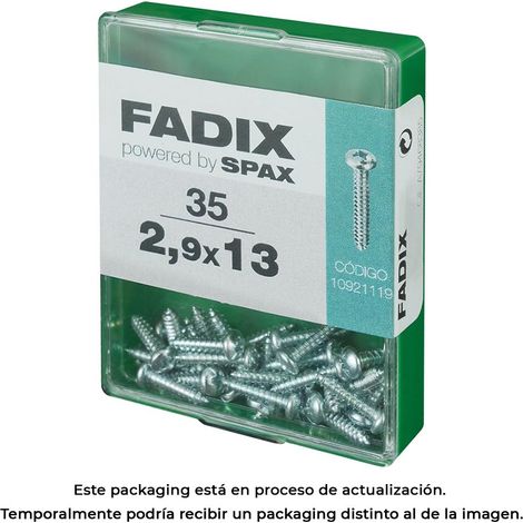 Caja de 35 unidades de tornillo de rosca chapa con cabeza redonda en cinc 2,9x13mm Fadix (1/3)