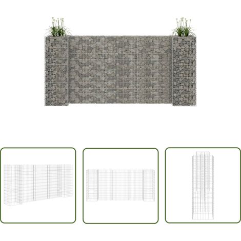 The Living Store H-förmiger Gabionen-Pflanzkorb Stahldraht 260x40x120 cm - Gabionen-Pflanzkorb - H-Form - Stahl - Gartenmöbel - Dekoration (1/6)