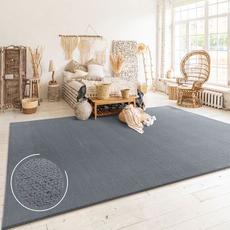 Paco Home Teppich Wohnzimmer Kurzflor Skandinavisches Boho Muster Moderne Einfarbige Deko Anthrazit, 200x280 cm