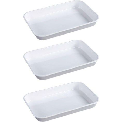 Plateau de présentation rectangulaire en plastique blanc pour charcuterie, plat de service, assiette (1/5)