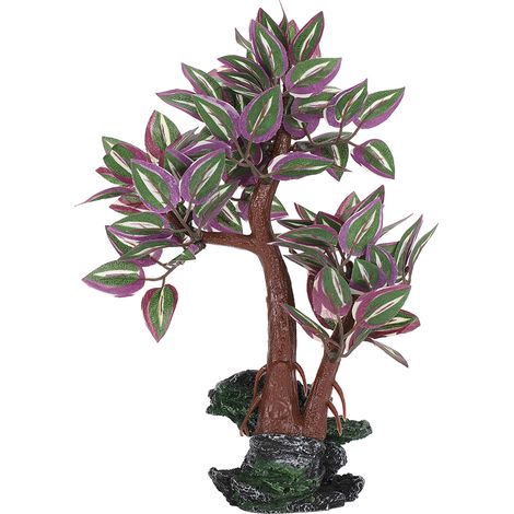 Arbre artificiel en résine synthétique, aux couleurs chatoyantes, idéal pour décorer un aquarium. (1/5)