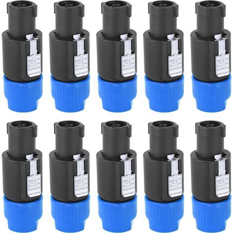 Connecteur de haut-parleur audio 10pcs C NL4FC Connecteur de câble de bougie Speakon (bleu) étanche à 4 broches (bleu)