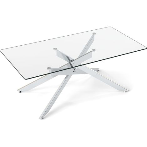 Rechteckiger Couchtisch aus Glas, gehärtetes Glas, 120 x 60 cm