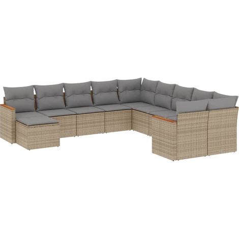 Maison Exclusive - Set de sofás de jardín 11pzas con cojines ratá (1/3)
