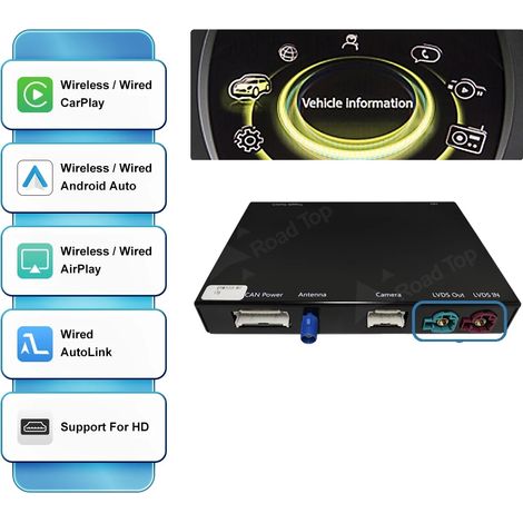 Modulo Wireless CarPlay e Android Auto, supporto touchscreen, compatibilità multilingue, sistema NBT. (1/2)