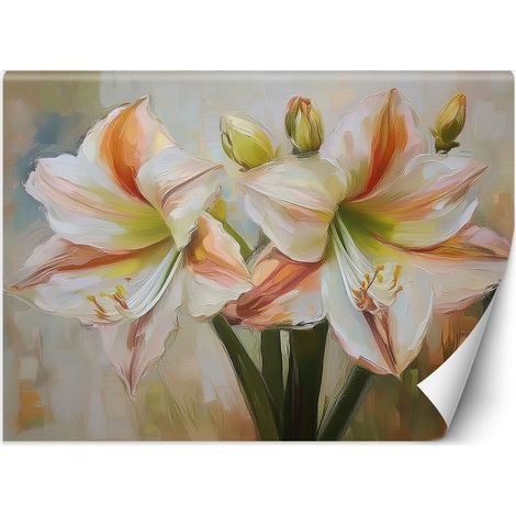 Fototapete Weiß gemalte Blume 200x140 cm (1/5)