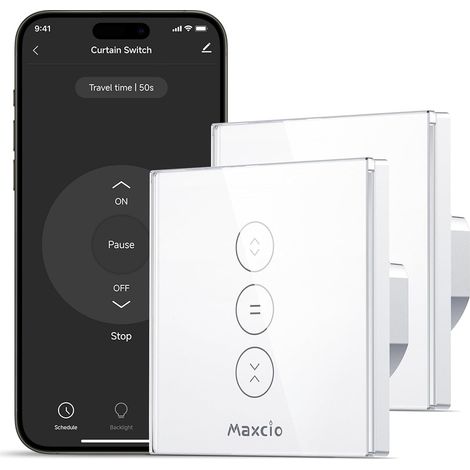 Interrupteur Volet Roulant Connecté Compatible Avec Et , Interrupteur Connecté Volet Roulant Intelligent Avec Minuterie Et Commande Vocale, Interrupteur Tactile (2, Blanc) (1/5)