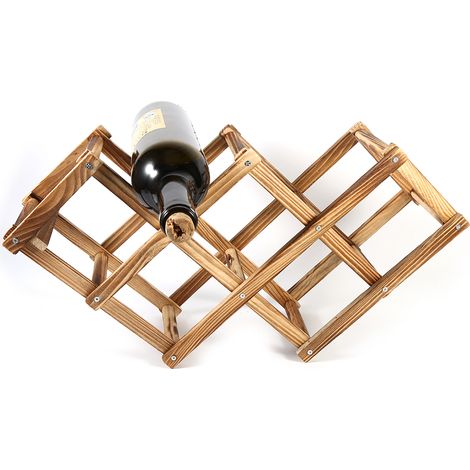 Porte-bouteilles pliable en bois pour 6 bouteilles, rangement et décoration pour bar à domicile. (1/5)