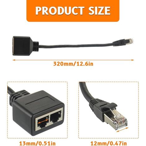 Adaptateur Répartiteur RJ45 1 mâle vers 2 Femelles Ethernet Câble Extender pour Cat5 Cat5e Cat6 Cat7 (1/4)