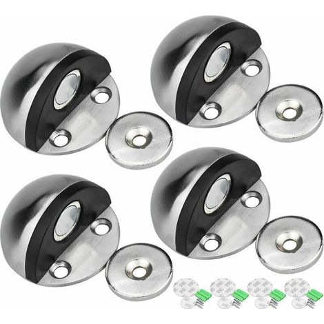 Stainless Steel Door Stopper, Magnetic Door Stopper, Self-Adhesive Door Stopper with Mounting Screws and 3M Adhesive Tape to Protect Your Door and Wall (1/5)