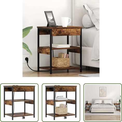 Rangement chambre - Cabinet de chevet Chêne fumé 41 x 31 x 51 cm Bois d'ingénierie (1/5)