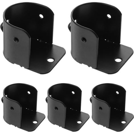 ibasenice Lot de 6 supports de tringle à vêtements, supports muraux en fer en forme de U, noirs, pour tringle de penderie et rideau de douche (1/5)