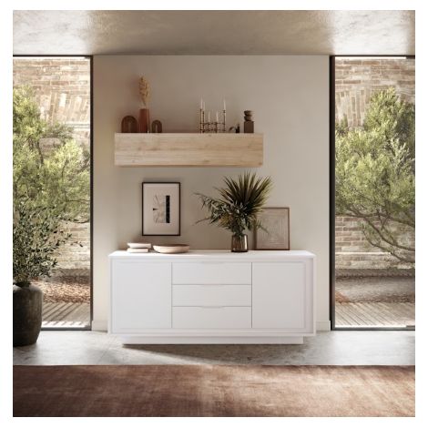 Buffet SKY 2 portes et 3 tiroirs – Blanc mat laqué (1/2)