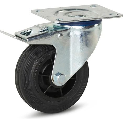 Roue pivotante freinée en caoutchouc - MESO - Platine - 100 mm - 100 kg