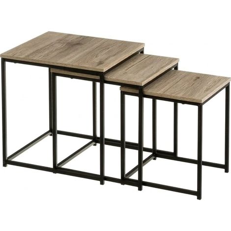 Set 3 Tavolini da Salotto Design Moderno Legno Metallo Interno 40x40x42cm S/3 URBAN 42 (1/5)