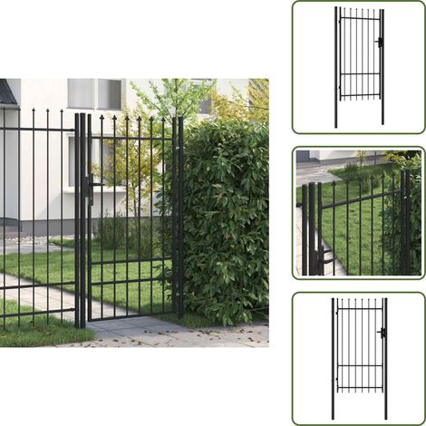 Cancello nero - vidaXL Cancello per recinzione Boxtel porta singola con punta in acciaio 1x1,75 m Nero - Cancello con punte