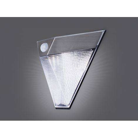 Dreieckige LED Solar Außenleuchte, Bewegungsmelder, Edelstahl, Downlight, IP43