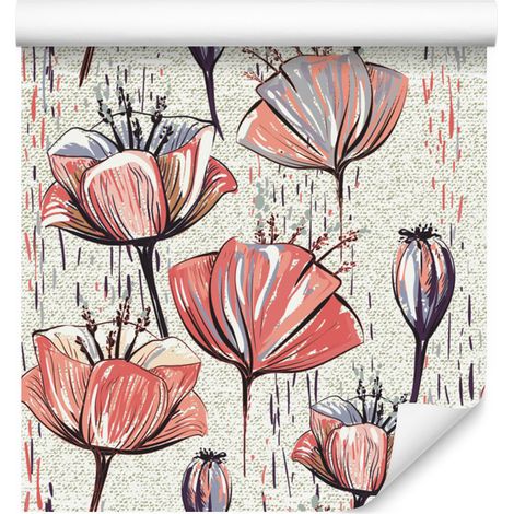 Papel pintado de tulipanes para salón y dormitorio, 50x1000 cm. (1/5)