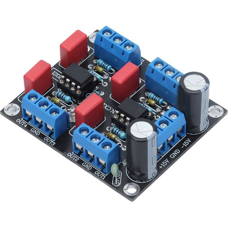 Carte préampli stéréo 4 voies alimentation double 12V-15V DC module audio NE5532 (1/5)
