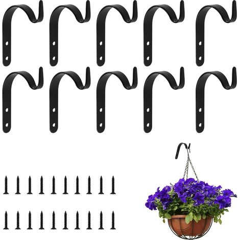 Set di 10 ganci in ferro per piante - Ganci decorativi in ferro con 20 viti - Per piante, lanterne, campanelli a vento - Decorazione da appendere per interni ed esterni