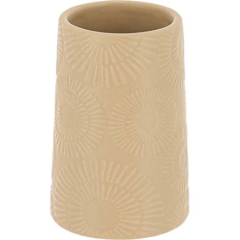Bicchiere etnico a spirale rotondo in gres - beige - Tendance (1/2)