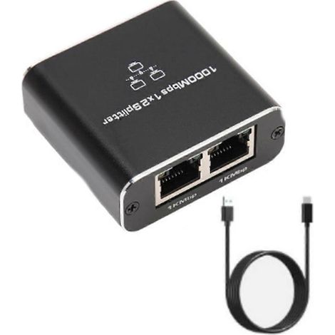 Répartiteur de câble réseau avec accès Internet simultané 1 vers 2, répartiteur RJ45 avec commutateur 1 vers 2 ports Ethernet Gigabit (1/5)