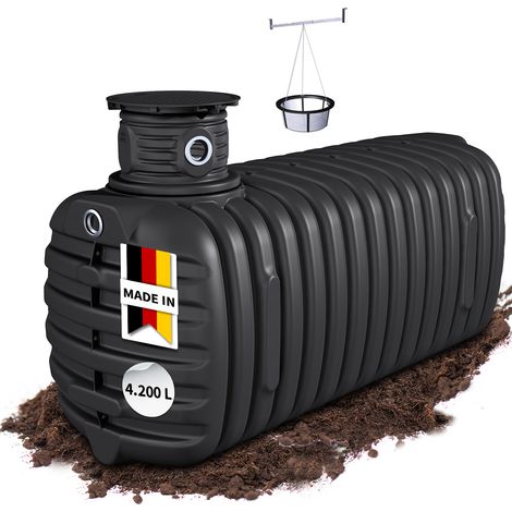 4rain PRIMUS Erdtank-Set 4200 Liter inkl. Schachtverlängerung, Filterkorb und Traverse